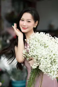 Pure Beauty of a Muse with Pink Lilies: A Peaceful Moment in Nature-7