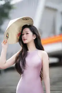 Pure Beauty of a Muse with Pink Lilies: A Peaceful Moment in Nature-3