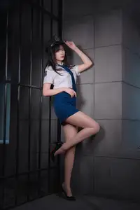 Female Police Officer Part02: Alluring Cosplay, Smooth Stockinged Legs.-32