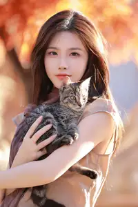 Liang Chen & Her Beloved Cat: Captivating Autumn Serenity | YiTuYu Vol.8696-12
