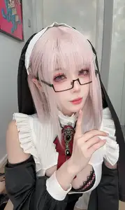 Coser Jiu Yan's Alluring Nun 2 Cosplay: Enchanting Anime Beauty with Striking Pink Hair and Mysterious Gaze. Explore Now!-0