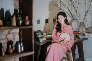 Serene Beauty of a Lady in Pink Traditional Dress with Spring Blossoms-10