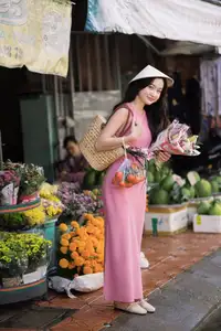 Captivating Grace: Long-Haired Beauty in Soft Pink Evokes Dreamy Serenity.-12