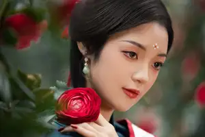 Elegant Qi Ni Si Mao: A Timeless Portrait in Traditional Attire & Camellias - YiTuYu Vol.8689-2