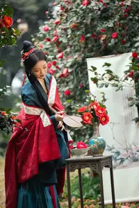 Elegant Qi Ni Si Mao: A Timeless Portrait in Traditional Attire & Camellias - YiTuYu Vol.8689-7