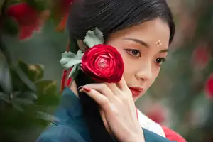 Elegant Qi Ni Si Mao: A Timeless Portrait in Traditional Attire & Camellias - YiTuYu Vol.8689-11