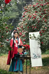 Elegant Qi Ni Si Mao: A Timeless Portrait in Traditional Attire & Camellias - YiTuYu Vol.8689-15