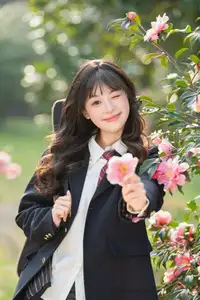 YiTuYu Vol.8694: Xia Yu Xiao Nian's Radiant Smile with Ukulele Amidst Spring Blossoms-13