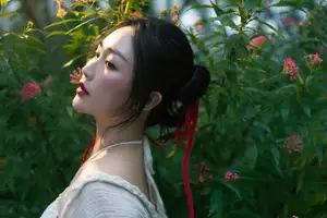 Elegant Woman in White Dress Amidst Lush Green Nature-16