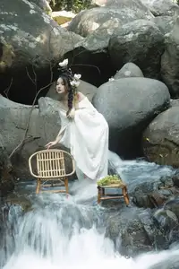 Serene Asian Beauty: A Delicate Moment with a White Flower-8