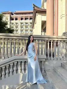 Miss Ý Nhi Radiates Elegance: A Vision in Her Sophisticated Evening Gown on Grand Ancient Stairs-2