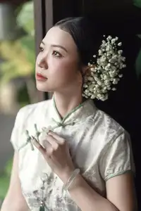 Timeless Grace: Vietnamese Woman in Modernized Ao Dai by a Serene Lotus Pond-9