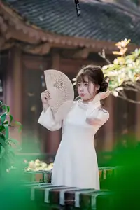 Graceful Vietnamese Girl in Traditional Attire by Ancient Architecture | Discover Asian Beauty and Cultural Charm-5