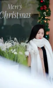 Captivating Autumn Winter Charm: Pensive Girl with Pure White Scarf, Elegant Street Style-8