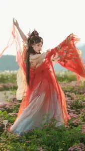 Ethereal Beauty: Xiao Shang Guan in Traditional Attire Amidst Gesang Flowers - YiTuYu Vol.8642-5