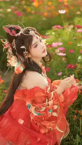 Ethereal Beauty: Xiao Shang Guan in Traditional Attire Amidst Gesang Flowers - YiTuYu Vol.8642-11