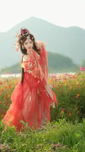 Ethereal Beauty: Xiao Shang Guan in Traditional Attire Amidst Gesang Flowers - YiTuYu Vol.8642-12