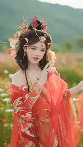 Ethereal Beauty: Xiao Shang Guan in Traditional Attire Amidst Gesang Flowers - YiTuYu Vol.8642-8