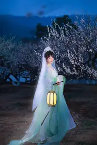 YiTuYu Vol.8718: Zhou Zhou AY - Ethereal Hanfu Beauty Amidst Enchanting Night Blossoms-7