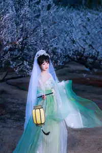 YiTuYu Vol.8718: Zhou Zhou AY - Ethereal Hanfu Beauty Amidst Enchanting Night Blossoms-11