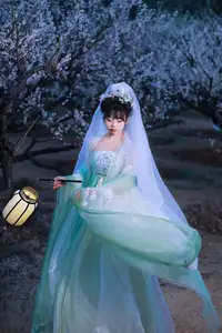 YiTuYu Vol.8718: Zhou Zhou AY - Ethereal Hanfu Beauty Amidst Enchanting Night Blossoms-16