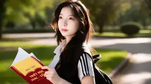 Radiant Young Student Reading, Embracing Knowledge-12