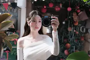 Christmas Radiance: Girl in Elegant White Dress and Joyful Smile-1