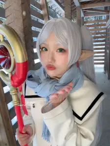 Coser Mim: Enchanting Frieren Cosplay (32P) in a Winter Wonderland-2