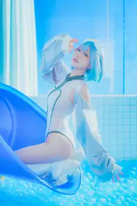 Captivating Cosplay: Coser Ely_eee ElyEE presents "Clear Blue Drift" – A mesmerizing blue fantasy-2