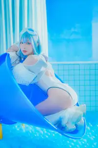 Captivating Cosplay: Coser Ely_eee ElyEE presents "Clear Blue Drift" – A mesmerizing blue fantasy-5