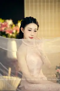 Serene Asian Beauty: Discover A Graceful Woman In A Traditional Pink Dress Amidst Blossoms.-6