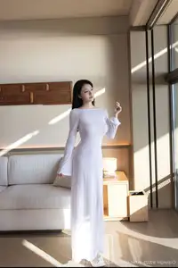 An Ran's Elegant White Dress XiuRen No.10747 Captivating Serenity in Natural Light.-57