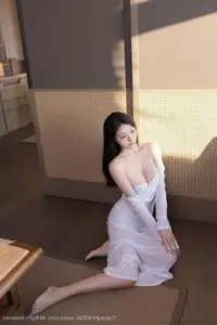 An Ran's Elegant White Dress XiuRen No.10747 Captivating Serenity in Natural Light.-16