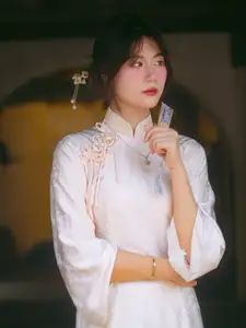 Graceful Asian Beauty: A Vietnamese Woman in Traditional Attire, Evoking Timeless-2