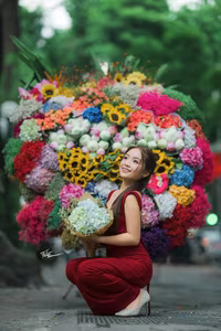 VGU No.63: Discover Vietnamese Beauty: Charming Girl Amidst Vibrant Flowers, A Smile That Captivates-2