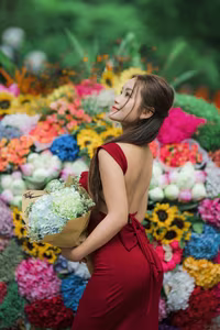 VGU No.63: Discover Vietnamese Beauty: Charming Girl Amidst Vibrant Flowers, A Smile That Captivates-1