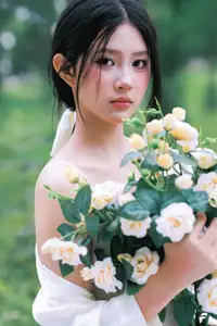 VGU No.173: Discover the serene beauty of a dreamy girl with white roses in the morning sun.-8