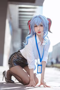 Coser Xian Nu Yue: Ganyu Genshin Impact Cosplay - Alluring Beauty in Unique Attire-12