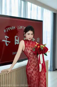 Yi Tian Tian's Allure in Red Lace Dress XiuRen No.10578: Modern Asian Beauty Captivates-4