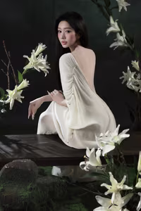 VGU No.34: Elegant Vietnamese Woman Amidst Pristine White Lilies-4
