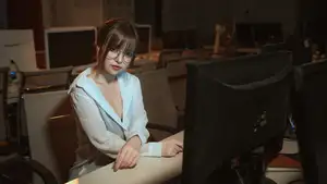 Coser Strawberry Flavor Nana Rabbit: Alluring Office Teacher Posing Captivatingly-11