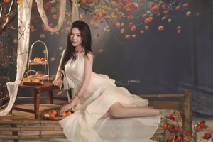 VGU No.31: Captivating Asian Muse Radiates Elegance in a Stunning Autumn-Themed Photoshoot-8