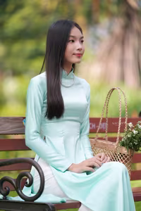 VGU No.151: Captivating Vietnamese Grace in Elegant Ao Dai Amidst Nature's Serenity-1