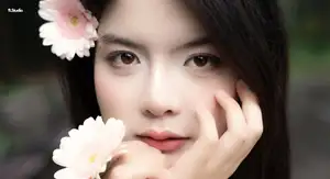 VGU No.167: Captivating Pure Beauty: A Gentle Young Woman and Flowers in Nature-0