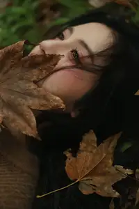 VGU No.185: Gentle Autumn Charm: A Girl's Radiant Smile in a Warm Plaid Scarf-4