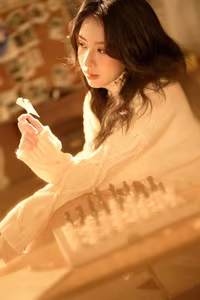 VGU No.93: Cozy Comfort: Girl Reading a Book in a Warm Sweater, Embracing Relaxed Home Style.-8