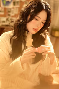 VGU No.93: Cozy Comfort: Girl Reading a Book in a Warm Sweater, Embracing Relaxed Home Style.-3