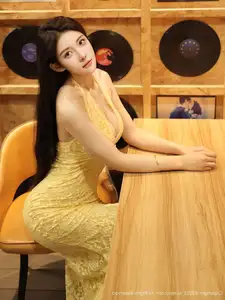 XiuRen No.10715: Li Shuang Er The Yellow Lace Dress Goddess, Pure Allure Amidst Vintage Charm-13