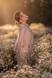 VGU No.118 Dreamy Girl in a Poetic Flower Field Bathed in Golden Hour Light-3