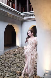 VGU No.51: Elegant Muse in a Flowing Gown Amidst Majestic Nature-2